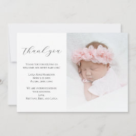 Elegante Calligraphy Foto Baby Shower Dankeskarte