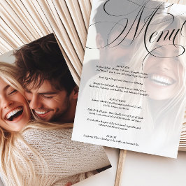 Elegante Calligraphy Foto Wedding Menu Card Einladung