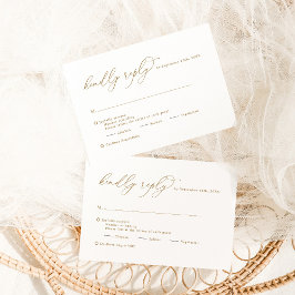 Elegante Calligraphy Gold Kindly Antwort Hochzeit