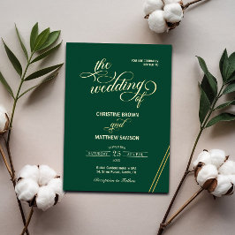 Elegante Calligraphy Gold Lines Aquamarine Hochzei Folieneinladung