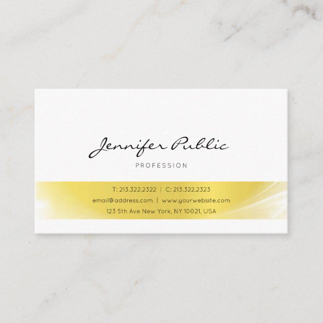 Elegante Calligraphy Gold Luxury Trendy Schlicht C Visitenkarte (Vorderseite)