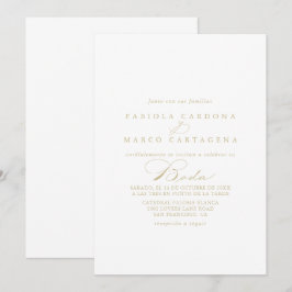 Elegante Calligraphy Gold Spanish Wedding Einladung