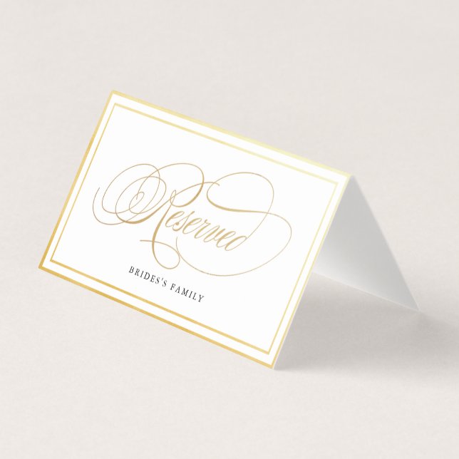 Elegante Calligraphy Gold vorbehaltene Hochzeitska (Vorderseite)