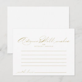 Elegante Calligraphy Gold Wedding Advice Card Postkarte