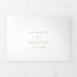Elegante Calligraphy Gold Wedding Dreifach Gefaltete Einladung