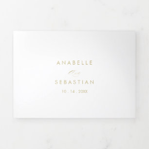 Elegante Calligraphy Gold Wedding Dreifach Gefaltete Einladung