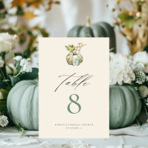 Elegante Calligraphy Green Fall Pumpkin Wedding