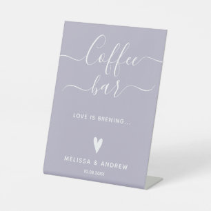 Elegante Calligraphy Lavender Wedding Coffee Bar Sockelschild