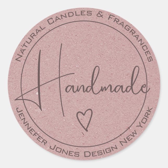 Elegante Calligraphy Lilac Lila Handmade Labels Runder Aufkleber (Vorderseite)