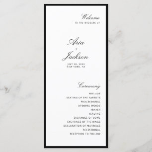 Elegante Calligraphy Modern Wedding Program Card Menükarte