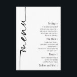 Elegante Calligraphy QR Code Wedding Menu Card Einladung<br><div class="desc">Eleganter QR Code Hochzeitsmenü Karte. Eine kleinere Größe 5 x 3, 5 Zoll. Stilvolle Set-Schrift wird auf der links Seite gedreht, mit allen Details stilvoll nach rechts mit viel Weiß für ein zeitgenössisches Ambiente. Einfach mit Ihren Daten personalisieren. Und ändern Sie die Farbe von Text und Hintergrund, wenn Sie möchten...</div>