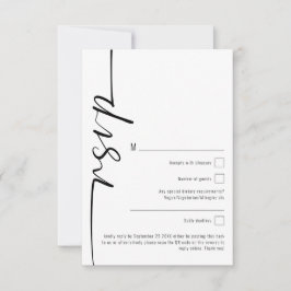 Elegante Calligraphy QR Code Wedding RSVP Mitteilungskarte