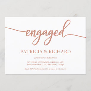 Elegante Calligraphy Rose Gold Engagement Party Einladung