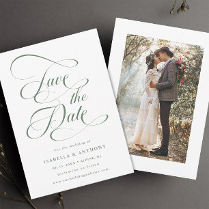 Elegante Calligraphy Sage Green Wedding Save The Date