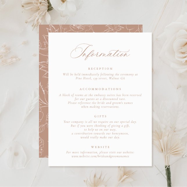 Elegante Calligraphy Script Blush Wedding Info Car Einladung (Von Creator hochgeladen)