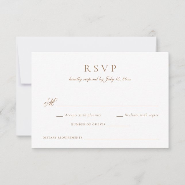 Elegante Calligraphy Script Gold Wedding RSVP Einladung (Vorderseite)