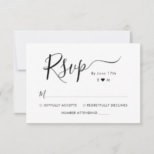 Elegante Calligraphy Script Monogram Wedding RSVP Karte