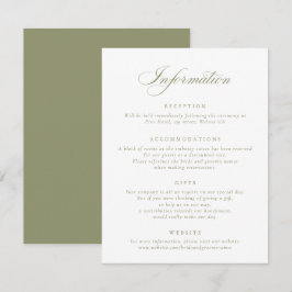 Elegante Calligraphy Script Sage Green Wedding Inf Einladung
