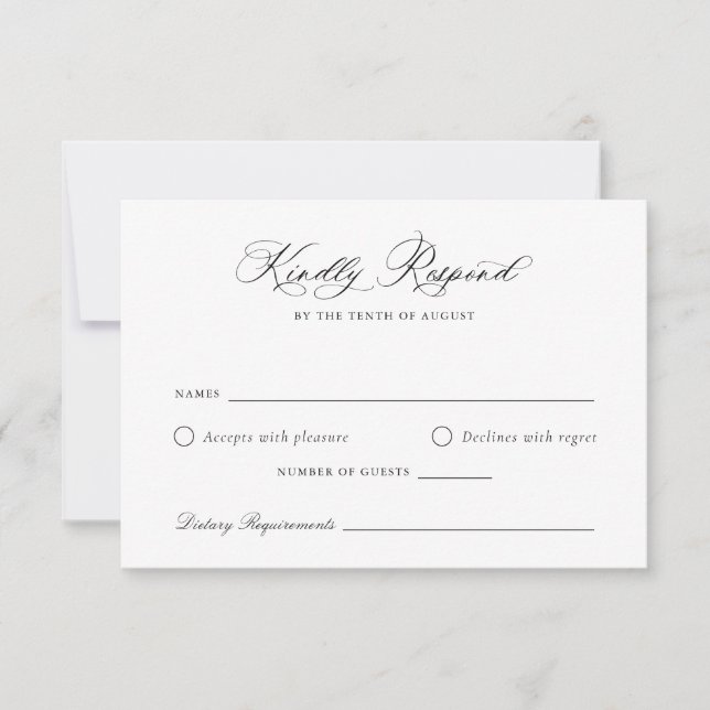 Elegante Calligraphy Script Wedding RSVP Card Einladung (Vorderseite)