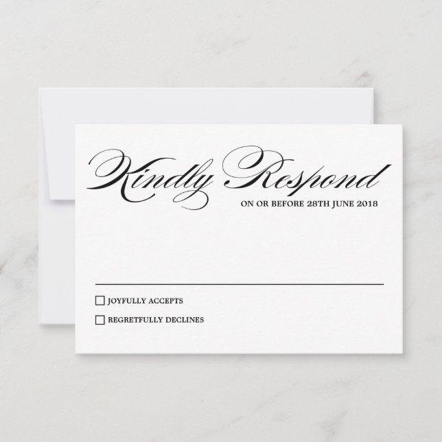 Elegante Calligraphy Script Wedding RSVP Card Karte (Vorderseite)