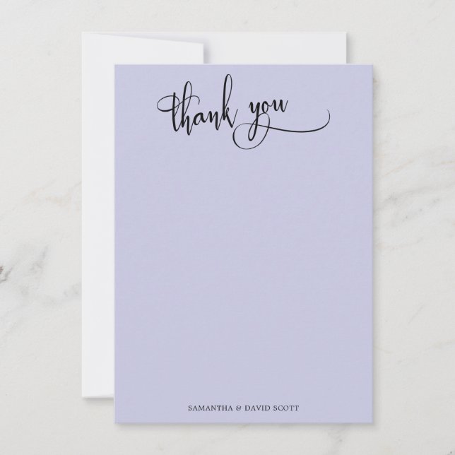 Elegante Calligraphy Simple Lavender Vielen Dank Dankeskarte (Vorderseite)
