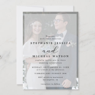 Elegante Calligraphy Vellum Foto Overlay Wedding  Einladung