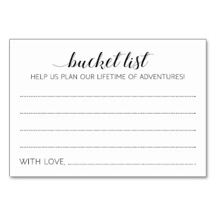 Elegante Calligraphy Wedding Bucket List Cards Tischnummer