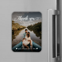 Elegante Calligraphy Wedding Foto Danke Magnet