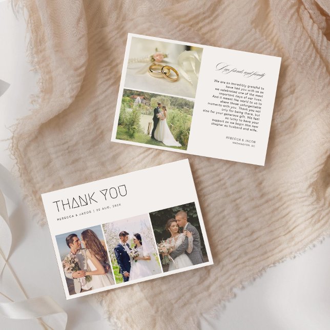 Elegante Calligraphy Wedding Fotos Danke-Card Dankeskarte (Von Creator hochgeladen)