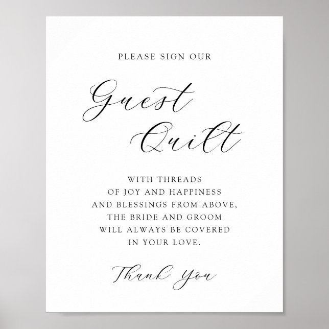 Elegante Calligraphy Wedding Guest Quilt Sign Poster (Vorne)