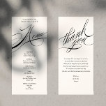 Elegante Calligraphy Wedding Menu Card Programm<br><div class="desc">Diese elegante Karte bietet Kalligraphie und traditionelles Design. Teilen Sie Ihre Speisekarte mit den Gästen und anstatt die Rückseite des Kartenleders verlassen,  fügen Sie eine herzliche Danksagung.</div>