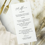 Elegante Calligraphy Wedding Menu Cards Menükarte<br><div class="desc">Erleben Sie die zeitlose Eleganz Ihres besonderen Tages mit unserer schlichten,  schicken Kalligraphie Schwarz-Weiß Hochzeitssuite.</div>