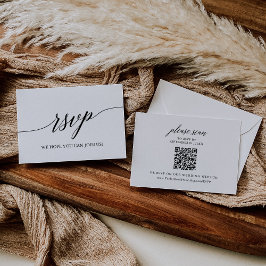 Elegante Calligraphy Wedding QR Code RSVP Card