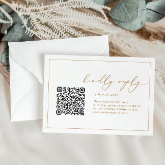 Elegante Calligraphy Wedding QR Code RSVP Cards Karte