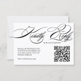 Elegante Calligraphy Wedding QR Code RSVP Karte