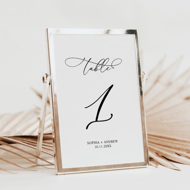 Elegante Calligraphy Wedding Tischnummer 1 (Von Creator hochgeladen)