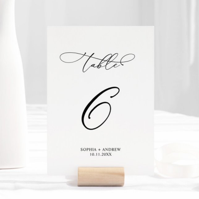 Elegante Calligraphy Wedding Tischnummer 6 (Von Creator hochgeladen)