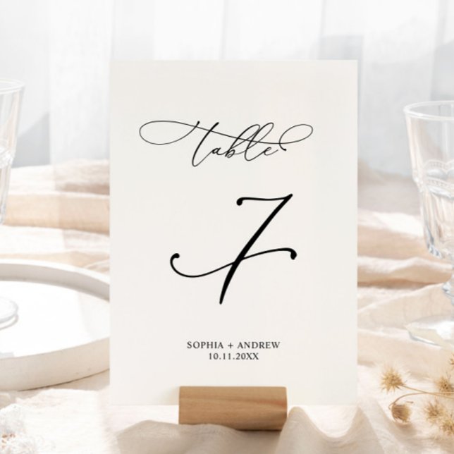 Elegante Calligraphy Wedding Tischnummer 7 (Von Creator hochgeladen)