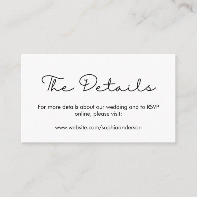 Elegante Calligraphy Wedding Website Enclosure Car Begleitkarte (Vorderseite)