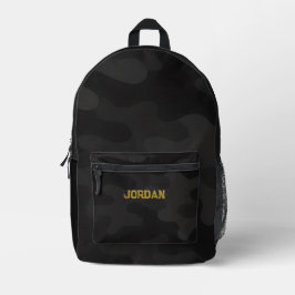 Elegante Camo Deep Black Dark Charcoal | Anpassbar Bedruckter Rucksack