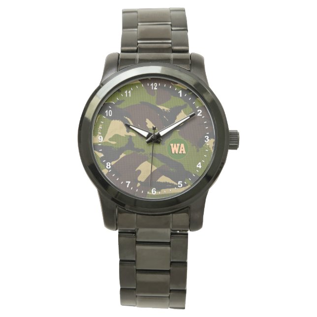 Elegante Camouflage Watch, Jäger mit Monogramm, Ar Armbanduhr (Vorderseite)