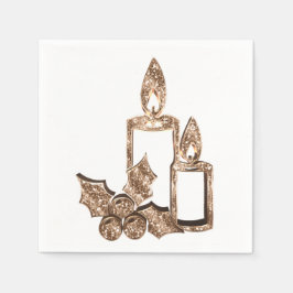 Elegante Candle Holly Imitate Gold Diamanten Weihn Serviette