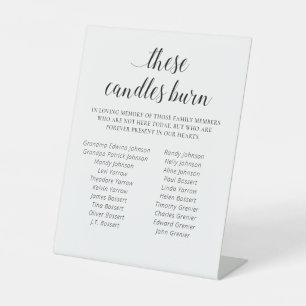 Elegante Candles Burn Family Wiedersehen Memorial Sockelschild