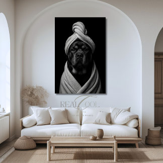 Elegante Canine Art "Duke" im Handtuch Turban Poster