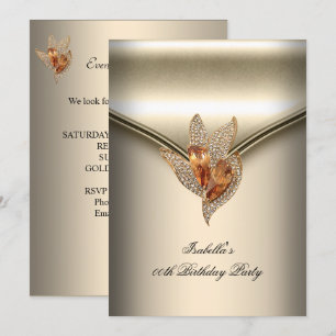 Elegante Caramel Beige Gold Geburtstagsparty Einladung