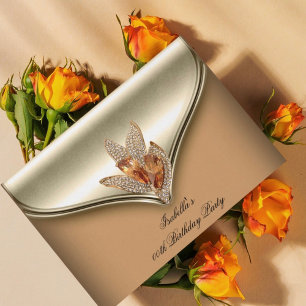 Elegante Caramel Beige Gold Geburtstagsparty Einladung