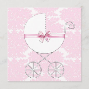 Elegante Carriage Pink Damask Kinderdusche Einladu Einladung