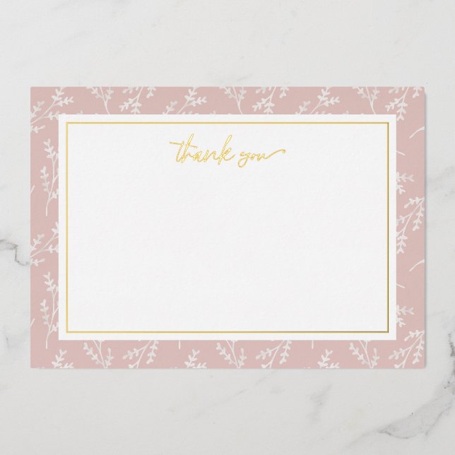 Élégante carte à Merci flou Botanique (Recto)