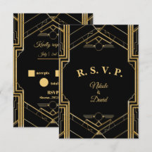 Élégante carte Art Déco Gatsby R.S.V.P.