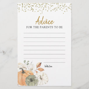 Elégante carte Baby shower Citrouille blanc